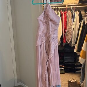 Halter asymmetrical Pink Ruffle Dress